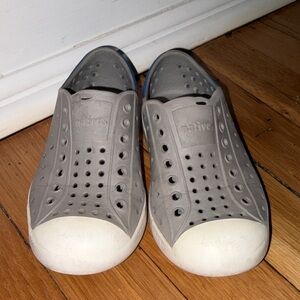 Native Grey Slip-On Sneakers with White Toe Caps